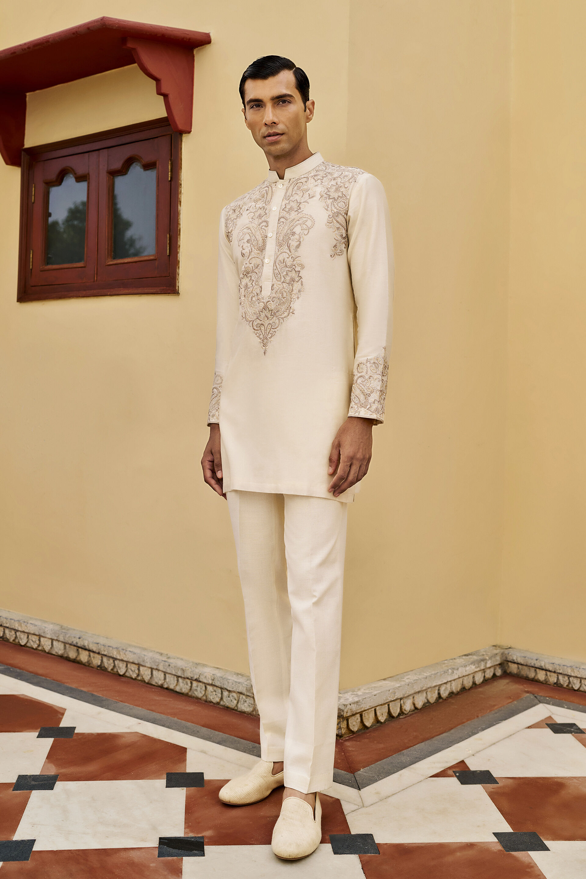 Forever Embroidered Mul Kurta - Off White